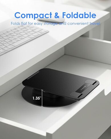LENTION Adjustable iPad Stand for Desk, Ultra Slim Foldable 360° Rotation Tablet Holder with Metal Base, Portable Stand for iPad Pro, iPad Air, iPad mini, iPhone, Kindle, Home Office Travel Accessory in Kuwait