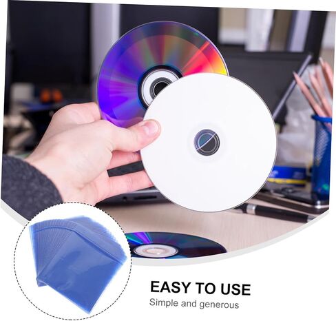BESPORTBLE 200pcs Plastic CD DVD Storage Sleeves 12cm, Portable Media Protection Bags for Car and Home Use, Sturdy Plastic Sleeve for CD and DVD Organization Random Color in Kuwait