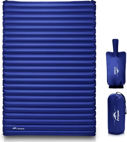 Double Camping Sleeping Pad, Ultralight Waterproof Inflatable 2-Person Sleeping Mat with Inflation Bag, Lightweight Portable Air Mattress for Outdoor Backpacking Hiking Car Traveling Tent (Navy) in Saudi Arabia