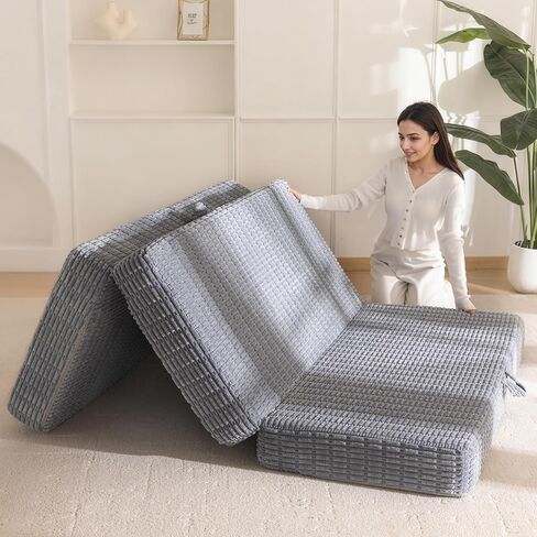 BYBYME Memory Foam Tri-Folding Mattress, 6 Inch Gel Folding Mattress Topper, Foldable Soft Guest Bed Camping Pad, with Washable Cover in Kuwait