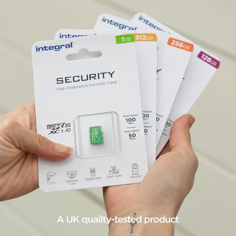 Integral 256GB High Endurance microSD Card, UHS-I V30 U3 A2, 4K for CCTV, Dash Cams, Home Security, Baby Monitors & Body cams, Up to 47 Hours Overwrite and 48,000 Hours Continuous Recording in Kuwait