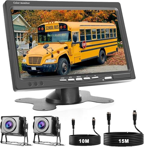 نظام كاميرا احتياطية HD 1080P RV شاشة 7 بوصة مع 2 كاميرا رؤية جانبية خلفية سهلة التركيب IP69 مقاومة للماء رؤية ليلية عالية الدقة لشاحنة RV مقطورة جرار in Kuwait