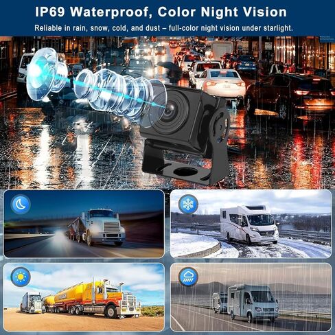 نظام كاميرا احتياطية HD 1080P RV شاشة 7 بوصة مع 2 كاميرا رؤية جانبية خلفية سهلة التركيب IP69 مقاومة للماء رؤية ليلية عالية الدقة لشاحنة RV مقطورة جرار in Kuwait