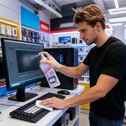 Computer Screen Cleaner | 120ml Gentle Universal Dust Remover with Wipe | TV Screen Cleaner Spray Bottle,for Keyboard Mouse Headphones Monitor Phones Car in Kuwait