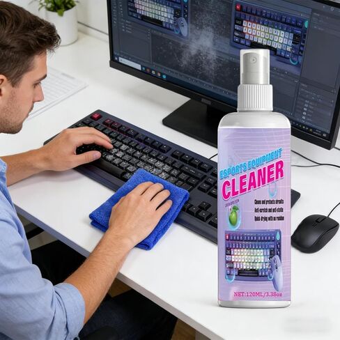 Computer Screen Cleaner | 120ml Gentle Universal Dust Remover with Wipe | TV Screen Cleaner Spray Bottle,for Keyboard Mouse Headphones Monitor Phones Car in Kuwait