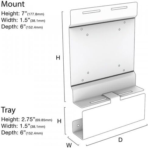 Oeveo VESA PC Mount 121 مع علبة الكابلات | حامل VESA قابل للتعديل لأجهزة الكمبيوتر الصغيرة ومكونات AV وأجهزة الوسائط والأجهزة الإلكترونية الصغيرة الأخرى | UNVM-121 in Kuwait