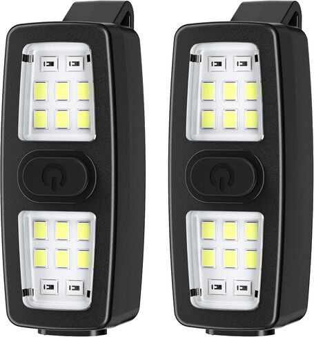 2 Pack Running Light for Runners, Clip on Flashlights Rechargeable Safety Lights for Walking at Night Hands Free Flashlight Portable LED Work Light Warning Flashing Camping Hiking Walking Dog Black in Kuwait