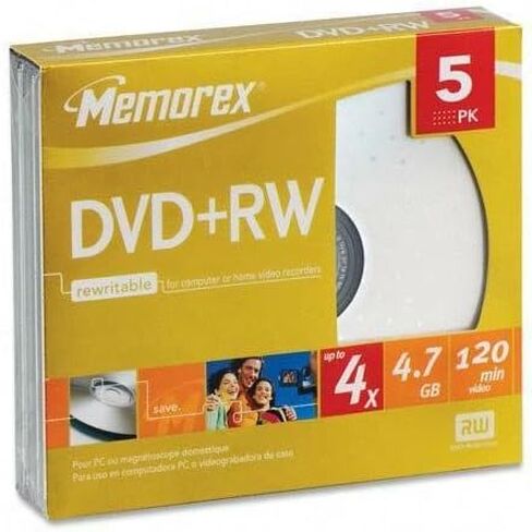 Memorex 5 X Dvd+Rw 4.7 جيجا بايت (120 دقيقة) 4X Jewel Case "فئة المنتج: وسائط التخزين/التخزين" in Kuwait