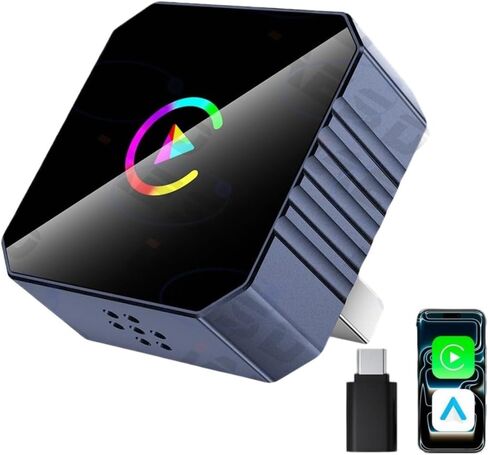 محول CarPlay لاسلكي 2026 لهواتف iPhone وAndroid Auto سلكي إلى محول تشغيل السيارة اللاسلكي، متوافق مع iPhone iOS 10+ Android 11+ مع سيارات ما بعد 2016، ويدعم الترقيات عبر الإنترنت in Kuwait