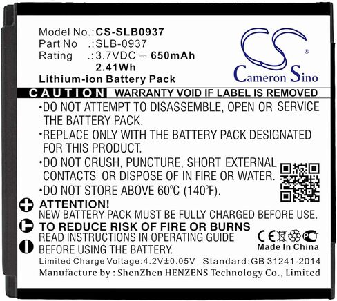 بطارية LIONX لكاميرا الوسائط المتعددة تناسب الموديل L830 NV4 PL10 NV33 L730 CL5 i8 رقم الجزء SLB-0937 CS-SLB0937 650 مللي أمبير / 2.41 وات في الساعة 3.7 فولت ليثيوم أيون أسود in Kuwait