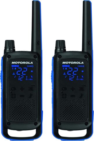 Motorola Solutions، Portable FRS، T802، Talkabout، أجهزة راديو ثنائية الاتجاه، الاستعداد للطوارئ، قابلة لإعادة الشحن، 22 قناة، 35 ميل، أسود وأزرق، 4 عبوات in Kuwait