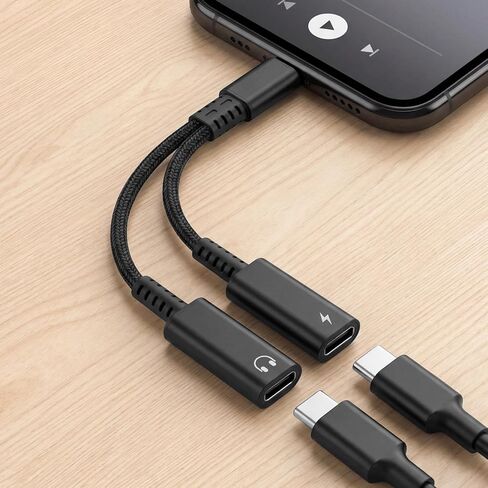 USB C to 3.5mm Headphone and Charger Adapter with PD 60W Fast Charging, 2-in-1 USB Type C to Aux Audio Jack Splitter, for iPhone 17/16/15, Galaxy S25/S24/S23, iPad Pro/Air, Pixel 9/8+ in Saudi Arabia