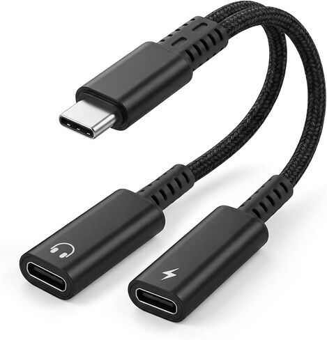 USB C to 3.5mm Headphone and Charger Adapter with PD 60W Fast Charging, 2-in-1 USB Type C to Aux Audio Jack Splitter, for iPhone 17/16/15, Galaxy S25/S24/S23, iPad Pro/Air, Pixel 9/8+ in Saudi Arabia