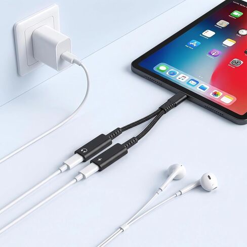 USB C to 3.5mm Headphone and Charger Adapter with PD 60W Fast Charging, 2-in-1 USB Type C to Aux Audio Jack Splitter, for iPhone 17/16/15, Galaxy S25/S24/S23, iPad Pro/Air, Pixel 9/8+ in Saudi Arabia