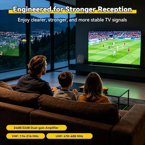 Digital TV Antenna for Smart TV Indoor & Outdoor, 55 Miles Amplified HDTV Antenna with Signal Booster, Reception for Local Channels 8K 4K 1080P HD VHF UHF, with 16ft Coax Cable in Kuwait