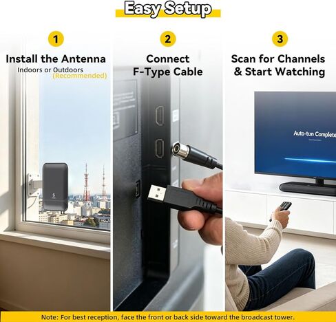 Digital TV Antenna for Smart TV Indoor & Outdoor, 55 Miles Amplified HDTV Antenna with Signal Booster, Reception for Local Channels 8K 4K 1080P HD VHF UHF, with 16ft Coax Cable in Kuwait