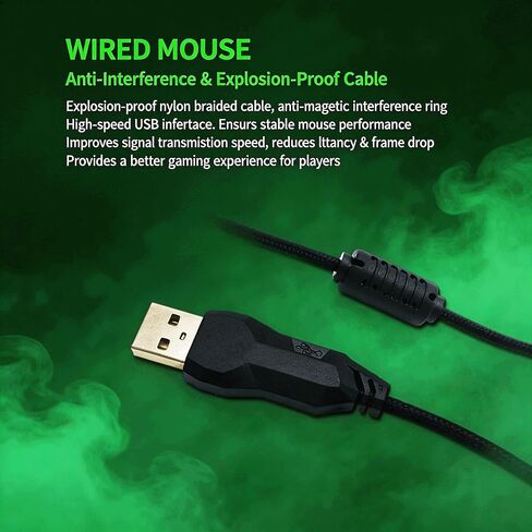【 RGB Breathing Lamp Efficiency - 55 inch Cable】 2026 new Professional Esports USB Wired Mouse,4-Speed Adjustable DPI,Switchable 4 Types of Lights,Ergonomic Optical Gaming Mouse,PC Laptop Computers in Kuwait