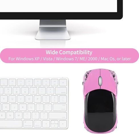 Pink Wireless Car Mouse, 2.4G Wireless with USB Receiver, 1600DPI Adjustable Cute Car Shape Optical Mouse for PC Laptop Computer Mac in Kuwait