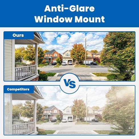 2K Indoor Window Camera with Adjustable Mount, No Drill Window Security Camera, Anti-Glare Glass Design, Night Vision, Local Storage, Easy Install Camera for Indoor Monitoring Outdoor (2 pack) in Kuwait