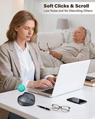 XUANGUI Vertical Ergonomic Quiet Wireless Mouse Rechargeable MT65, Bluetooth 5.1/2.4G/USBC Tri-Mode Computer Mice for Large and Medium Hands, Max 4800 DPI, Type C and Witeless for PC Laptop Mac Tablet in Kuwait