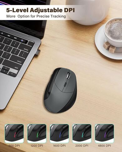 XUANGUI Vertical Ergonomic Quiet Wireless Mouse Rechargeable MT65, Bluetooth 5.1/2.4G/USBC Tri-Mode Computer Mice for Large and Medium Hands, Max 4800 DPI, Type C and Witeless for PC Laptop Mac Tablet in Kuwait