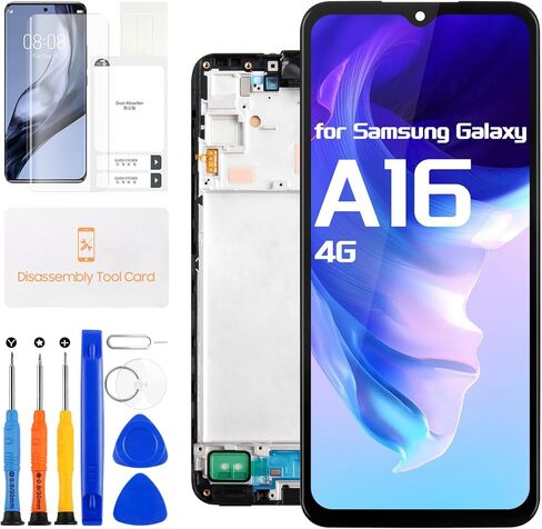 Incell Screen Replacement for Samsung Galaxy A16 4G LCD Display for Galaxy A16 4G LCD Touchscreen Digitizer Assembly with Repair Tools Kit SM-A165B SM-A165P (Black with Frame,Not for A16 5G) in Kuwait