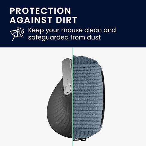 حافظة ماوس kwmobile لجهاز Logitech Lift/MX Vertical/Anker Vertical Carry - حقيبة حمل واقية لماوس بلوتوث - حماية ناعمة من النيوبرين - أزرق عتيق in Kuwait
