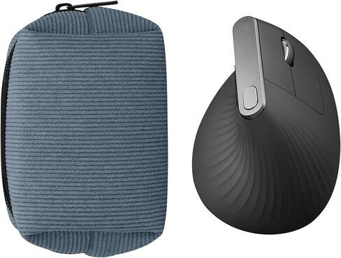 حافظة ماوس kwmobile لجهاز Logitech Lift/MX Vertical/Anker Vertical Carry - حقيبة حمل واقية لماوس بلوتوث - حماية ناعمة من النيوبرين - أزرق عتيق in Kuwait