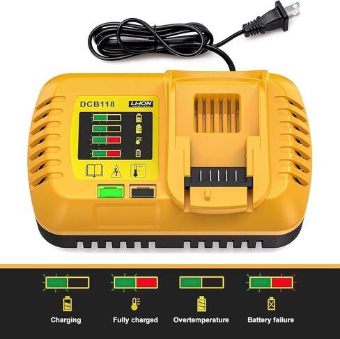 DCB609 Battery & DCB118 Fast Charger Combo | 2-Pack 20V-60V MAX 9Ah Replacement Batteries with 8A Rapid Charger | Compatible with DeWalt 20V/60V MAX Tools in Saudi Arabia