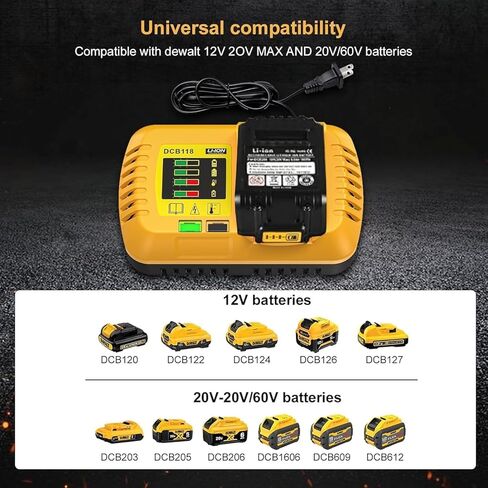 DCB609 Battery & DCB118 Fast Charger Combo | 2-Pack 20V-60V MAX 9Ah Replacement Batteries with 8A Rapid Charger | Compatible with DeWalt 20V/60V MAX Tools in Saudi Arabia