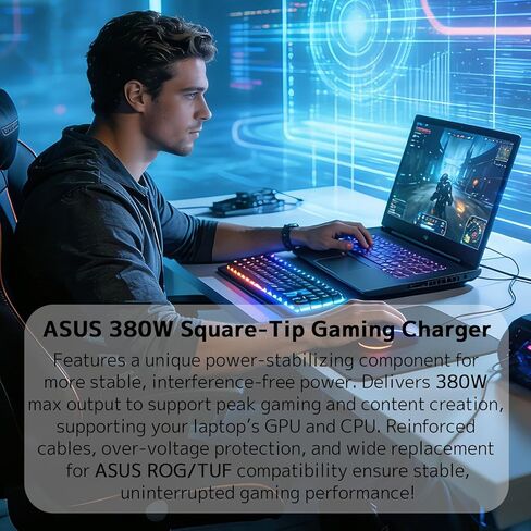 شاحن كمبيوتر محمول 380 واط 20 فولت 19 أمبير بديل لـ ASUS، ROG Strix Scar G16 G615 G18 G815 (2025) 16 G635 18 G835 17X TUF Gaming F16 A14 A16 A18 Zephyrus G14 RTX 5080 5090 مزود الطاقة ADP-380AB B محول تيار متردد in Kuwait