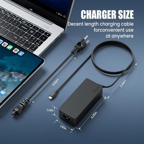 65W USB C Charger for LG Gram 14 15 16 17, VUOHOEG 20V 3.25A Laptop Charger Compatible with USB-C Charging Laptops, AC Power Adapter for LG Gram 17Z90P 16Z90P 15Z90P 14Z90P 16Z90Q 15Z90Q in Kuwait