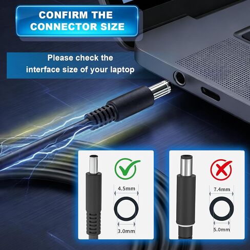 شاحن كمبيوتر محمول 65 وات متوافق مع Dell 14 15 16 DC15250 DC15255 DC14250 DC14255 DC16250 DC16251 DC16255، Pro 14 16 PC14250 PC14255 PC16250 PC16255، Inspiron 15 3511 3520 سلك محول إمداد الطاقة in Kuwait