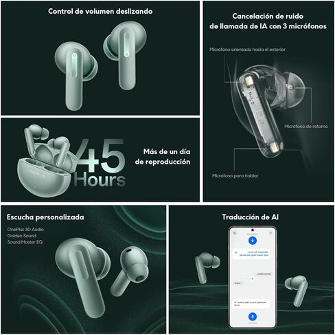 سماعات أذن لاسلكية OnePlus Buds 4، سماعات أذن مموجة داخل الأذن، سماعة أذن IP55 Tri-Mics AI، إلغاء ضوضاء متكيف يصل إلى 55 ديسيبل، بطارية تصل إلى 45 ساعة، رمادي in Kuwait