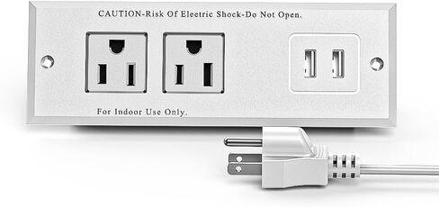 1500W Recessed Power Strip Mount Hidden Charging Station with USB Plug Multiple Surge Protector Outlet Extender with Extension Cord for Nightstand Furniture Bed Conference Table (Black) in Kuwait