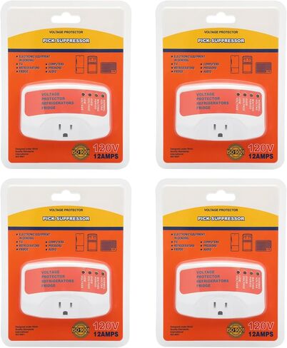 4 Packs Surge Protector for Refrigerator, Washing Machine, TV and Other Home Appliance, Plug-in Single Outlet Wall Mount Voltage Protector with 15A, 1875W, 125V Included 4 Mode LED Indicator in Kuwait