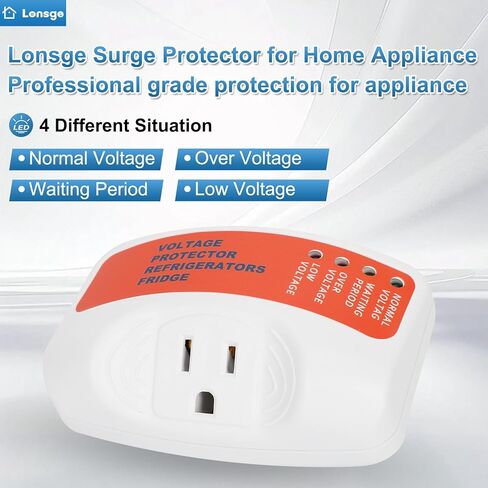 4 Packs Surge Protector for Refrigerator, Washing Machine, TV and Other Home Appliance, Plug-in Single Outlet Wall Mount Voltage Protector with 15A, 1875W, 125V Included 4 Mode LED Indicator in Kuwait
