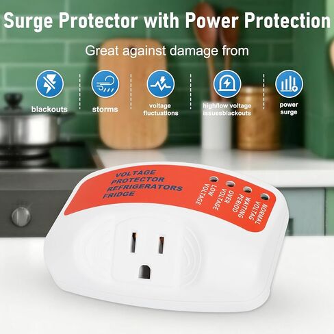 4 Packs Surge Protector for Refrigerator, Washing Machine, TV and Other Home Appliance, Plug-in Single Outlet Wall Mount Voltage Protector with 15A, 1875W, 125V Included 4 Mode LED Indicator in Kuwait