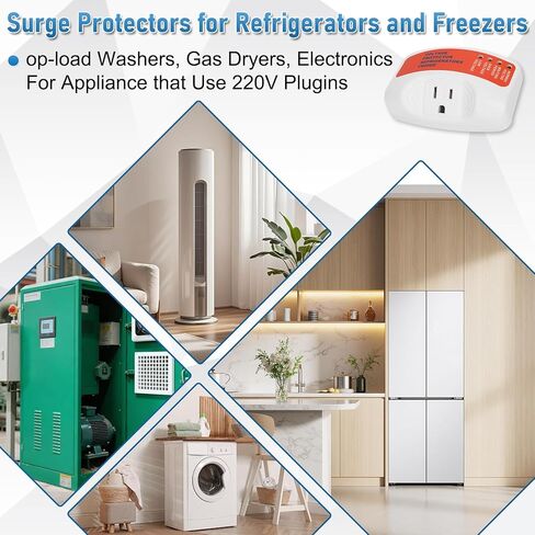 4 Packs Surge Protector for Refrigerator, Washing Machine, TV and Other Home Appliance, Plug-in Single Outlet Wall Mount Voltage Protector with 15A, 1875W, 125V Included 4 Mode LED Indicator in Kuwait