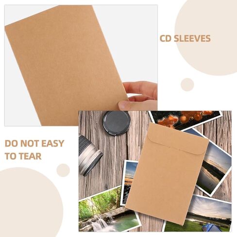 100pcs Kraft Paper CD Sleeves DVD Envelopes Portable Media Storage Bags for Home and Travel Disc Protection in Kuwait