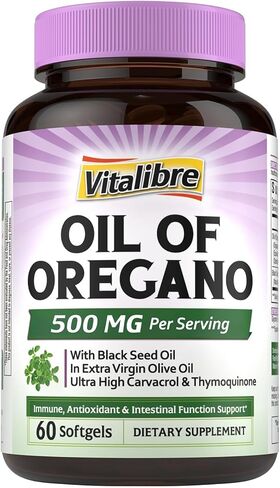 Oil of Oregano 10000mg with Black Seed Oil, 20:1 Extrect, Wild Harvested, Contains Carvacrol, Non-GMO, Herbal Extract Supplement for Immune Support, 60 Softgels in Saudi Arabia