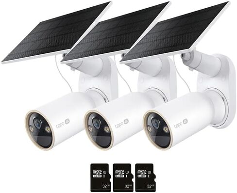 مجموعة كاميرا المراقبة الشمسية TP-Link Tapo 4K HD، بدون رسوم شهرية، 3 عبوات مع بطاقات SD سعة 32 جيجابايت in Kuwait