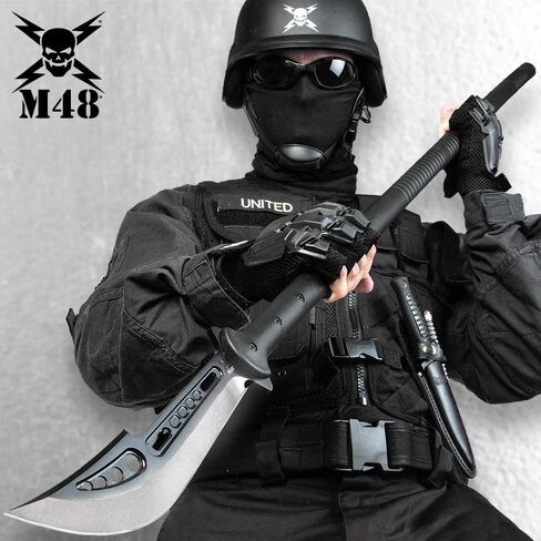M48 Naginata Polearm مع غلاف Vortec - الفولاذ المقاوم للصدأ المصبوب المقسى، لمسة نهائية من أكسيد الأسود، 30% من الألياف الزجاجية ومقبض من النايلون - استخدام تكتيكي على Naginata - إجمالي 57 1/2 بوصة in Kuwait