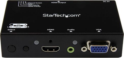 StarTech.com 2x1 VGA + HDMI to HDMI Switch / Selector Box - 1080p Multi Video Input Automatic Switcher - 2 Computers In 1 Monitor Out, TAA (VS221VGA2HD) in Kuwait