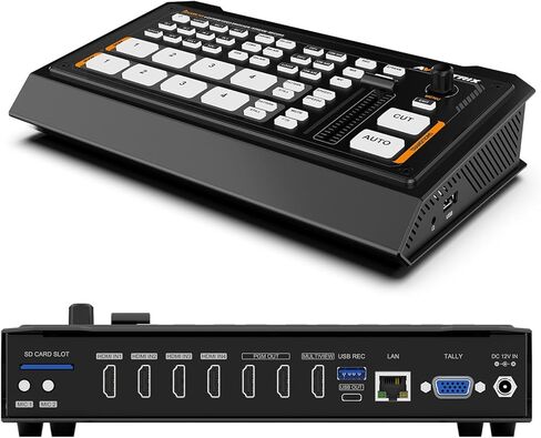 AVMATRIX Multi Camera Video Switcher for Live Streaming, 4CH HDMI Inputs, 6CH Audio Mixer Swither, USB/SD-Card Record, Ethernet & USB Output Live Streaming Shark H4 in Kuwait