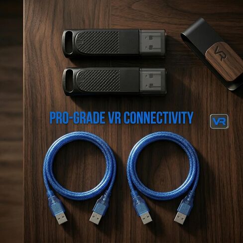 جهاز استقبال Pro VR Dongles (عبوة من قطعتين) - محولات لاسلكية ممتازة nRF52840 لمؤشر الصمامات ومتتبعات الحياة - زمن استجابة منخفض، 4 طبقات PCB، تتضمن كابلات تمديد بطول 1.5 متر in Kuwait