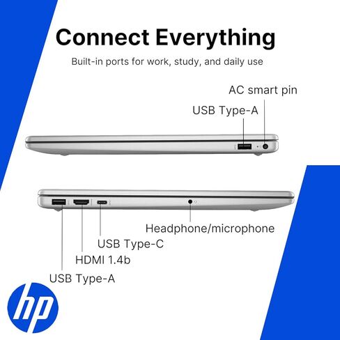 كمبيوتر محمول HP بشاشة تعمل باللمس مقاس 15.6 بوصة • إصدار 2026 • وحدة معالجة مركزية Intel 6-Core i3 • ذاكرة وصول عشوائي (RAM) سعة 8 جيجابايت • محرك أقراص PCle SSD سعة 256 جيجابايت • نظام التشغيل Windows 11 • فضي طبيعي (متجدد) in Kuwait