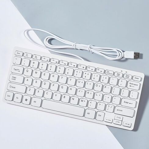 USB Wired Keyboard - Comfortable Typing Angle & Stable Connection, Compatible with PC, Laptop, Desktop, White in Kuwait