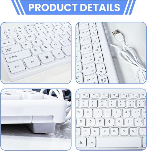 USB Wired Keyboard - Comfortable Typing Angle & Stable Connection, Compatible with PC, Laptop, Desktop, White in Kuwait