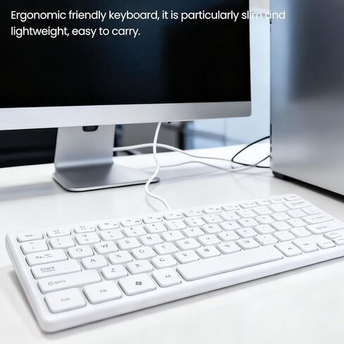 USB Wired Keyboard - Comfortable Typing Angle & Stable Connection, Compatible with PC, Laptop, Desktop, White in Kuwait
